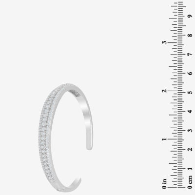 Diamonart Womens Cubic Zirconia Sterling Silver Cuff Bracelet