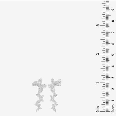 Diamonart Womens 1 1/2 CT. T.W. Cubic Zirconia Sterling Silver Butterfly Ear Climbers