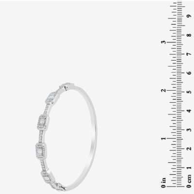 Diamonart 2 1/3 CT. T.W. White Cubic Zirconia Sterling Silver Rectangular Bangle Bracelet