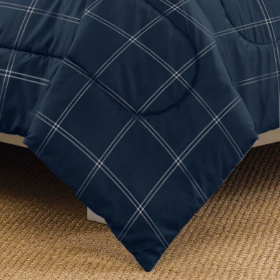 Martex Navy Check Midweight Comforter Set