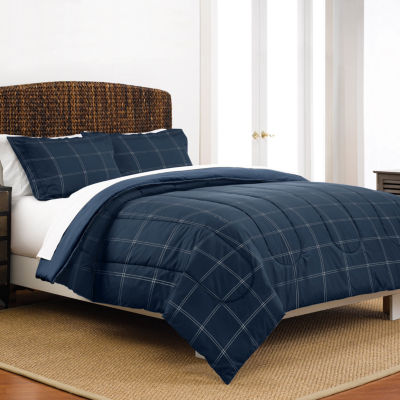 Martex Navy Check Midweight Comforter Set