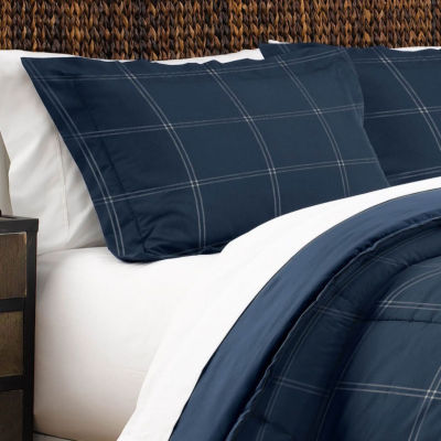 Martex Navy Check Midweight Comforter Set