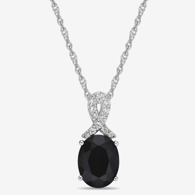 Womens Genuine Black Onyx Sterling Silver Pendant Necklace