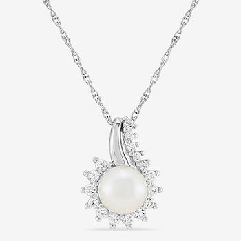 White Cultured Freshwater Pearl Heart Pendant Necklace Sterling Silver - Made in the USA White Cultured Freshwater Pearl Heart Pendant Necklace Sterling Silver - Made in the USA