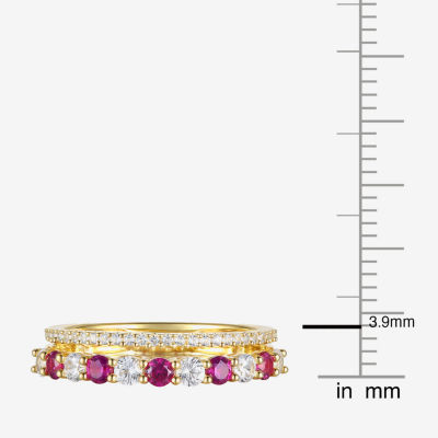 Womens Lab Created Gemstone 14K Gold Over Silver Stackable Rings