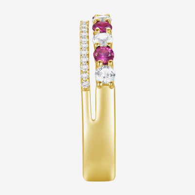 Womens Lab Created Gemstone 14K Gold Over Silver Stackable Rings