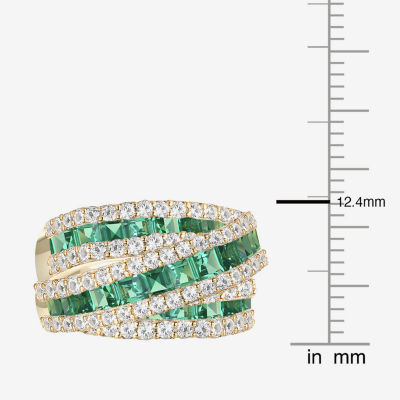 Womens Lab Created Emerald, Sapphire or Ruby 14K Gold Over Silver Sterling Cocktail Ring