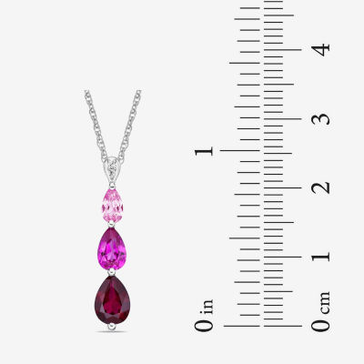 Womens Lab Created Ruby Sterling Silver Pendant Necklace