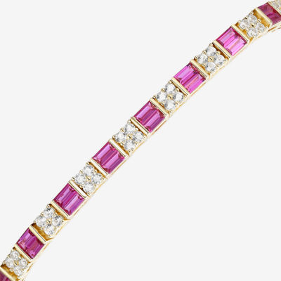 Lab Created Red Ruby 14K Gold Over Silver 7 Inch Tennis Bracelet