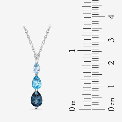 Womens Genuine Blue Topaz Sterling Silver Pear Pendant Necklace