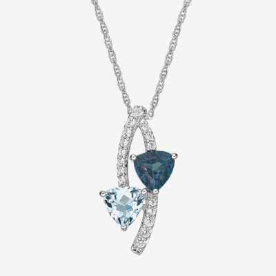 Womens Genuine Topaz Sterling Silver Pendant Necklace