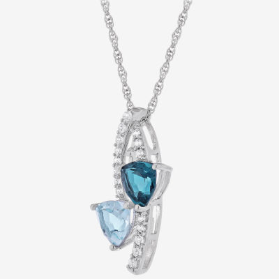 Womens Genuine Topaz Sterling Silver Pendant Necklace