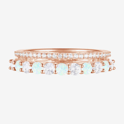 Womens Lab Created Gemstone 14K Gold Over Silver Stackable Rings
