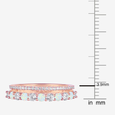 Womens Lab Created Gemstone 14K Gold Over Silver Stackable Rings
