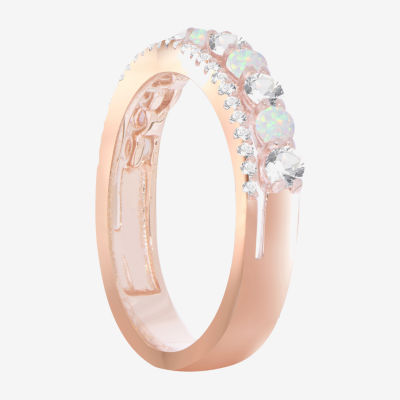 Womens Lab Created Gemstone 14K Gold Over Silver Stackable Rings