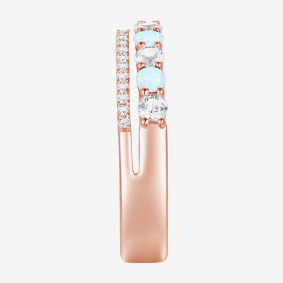 Womens Lab Created Gemstone 14K Gold Over Silver Stackable Rings