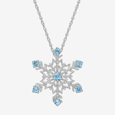 Womens Genuine Blue Topaz Sterling Silver 18 Inch Pendant Necklace