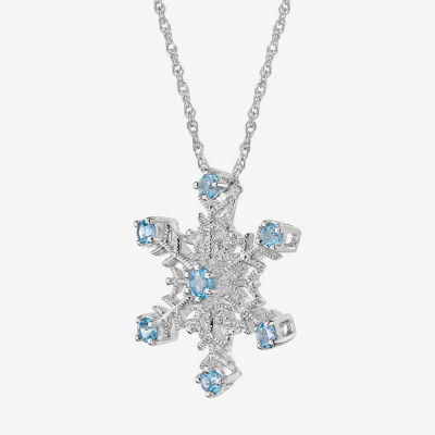 Womens Genuine Blue Topaz Sterling Silver 18 Inch Pendant Necklace