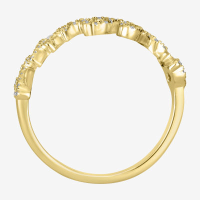 "Dreams" Womens 1/5 CT. Natural White Diamond 14K Gold Delicate Stackable Ring