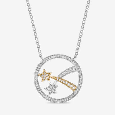 Womens 1/ CT. T.W. Natural White Diamond 10K Two Tone Gold Star Pendant Necklace