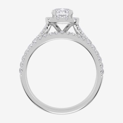 1 CT.T.W. (G / VS2-SI1) Lab-Grown Diamond Cushion Halo Wedding Engagement Ring 10K Gold