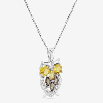 Womens Genuine Citrine Sterling Silver Pendant Necklace