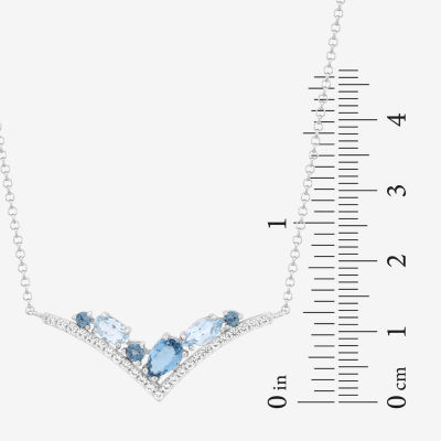 Womens Genuine Blue Topaz Sterling Silver Chevron Necklaces