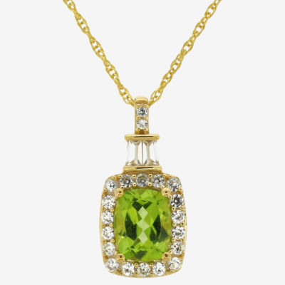 Womens Genuine Green Peridot 14K Gold Over Silver Pendant Necklace