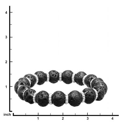 Inox® Jewelry Mens Black Lava, Zinc & Stainless Steel Bead Bracelet