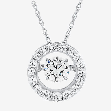 DiamonArt Dancing Cubic Zirconia Sterling Silver Circle Pendant Necklace, One Size