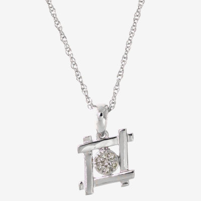 Hashtag Womens Diamond Accent Natural White Diamond Sterling Silver Pendant Necklaces