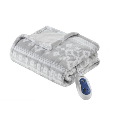 Beautyrest Microplush Heated Electric Throws, One Size, Gray