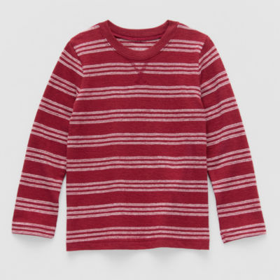 Okie Dokie Textured Knit Toddler & Little Boys Crew Neck Long Sleeve T-Shirt