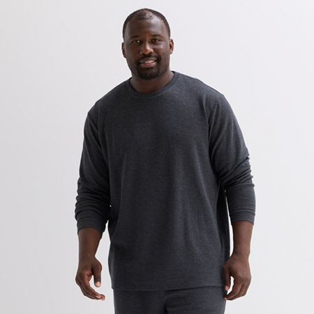 Shaquille O'neal Xlg Mens Crew Neck Long Sleeve Big And Tall Pajama Top In Gray