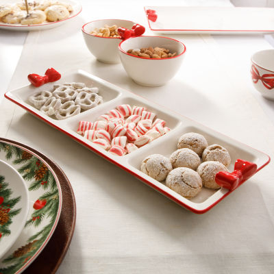 Martha Stewart Holiday Bow 3 Section Serving Tray
