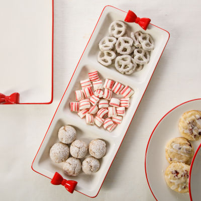 Martha Stewart Holiday Bow 3 Section Serving Tray