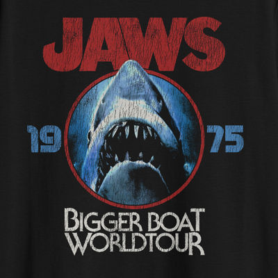 Jaws Mens Crew Neck Short Sleeve Regular Fit Graphic T-Shirt