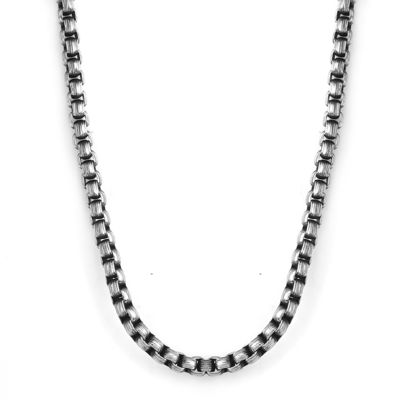 Mens Gray Stainless Steel 22" 5.5mm Rolo Chain