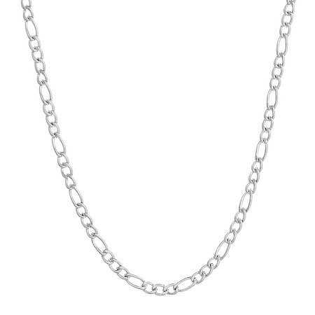 Mens Stainless Steel 18" 3mm Figaro Chain, One Size, White