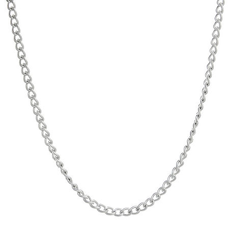 Mens Stainless Steel 18" 3mm Curb Chain, One Size, White