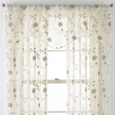 JCPenney Home Malta Rod Pocket Sheer Single Curtain Panel