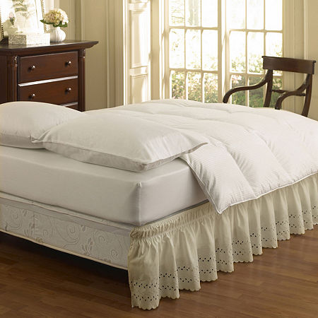 EasyFit Wrap-Around Eyelet Ruffled Bedskirt, Queen, White