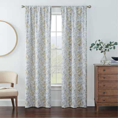 Eclipse Kerry Botanical Energy Saving Blackout Rod Pocket Set of 2 Curtain Panel