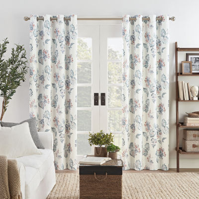 Eclipse Ambiance  Floral Draft Stopper Grommet Top Energy Saving 100% Blackout Single Curtain Panel
