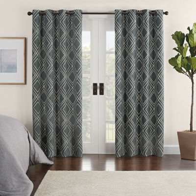 Eclipse Ambiance Geo Print Draft Stopper Grommet Top Energy Saving 100% Blackout Single Curtain Panel