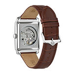 Bulova Classic Mens Automatic Brown Leather Strap Watch 96a268