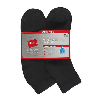 Hanes Ultimate 12 Pair Quarter Ankle Socks Mens