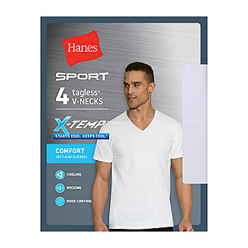 Hanes 4 Pack X Temp Ultimate Sport Short Sleeve V Neck T-Shirt, Color:  White - JCPenney