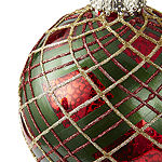 North Pole Trading Co. Yuletide Wonder Glass Plaid Ball Christmas Ornament