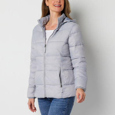 St. John's Bay Womens Removable Hood Midweight Puffer Jacket